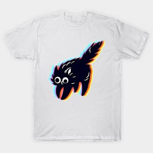 Sci-Fi Cat Drawing with Glitch Effect: Psychedelic Neon Design T-Shirt